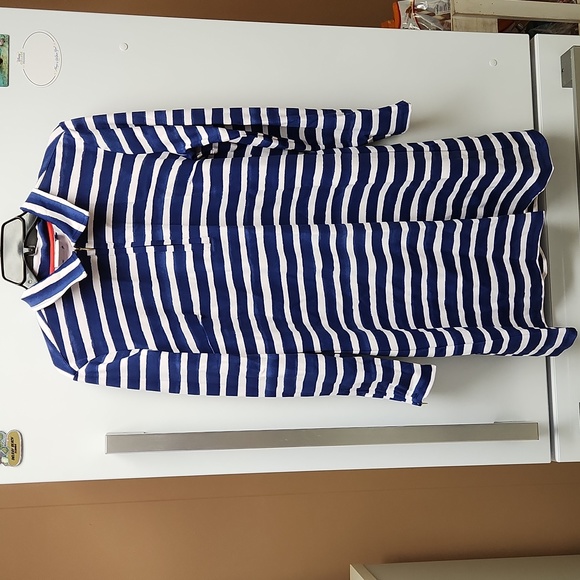 Cabana Life Dresses & Skirts - NWOT Cabana Life Nautical Striped Blue and White Dress - Size L / Large